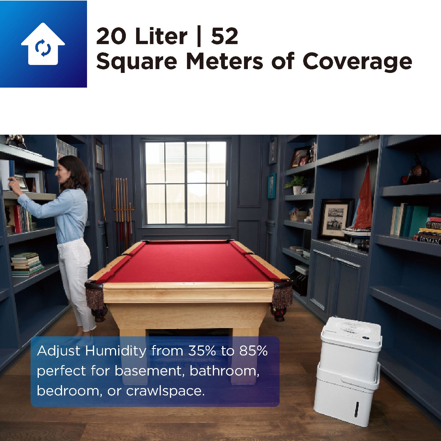 Midea Cube dehumidifier with smart wi-fi, 12L tank for up to 20L per day dehumidification MDDM20 5