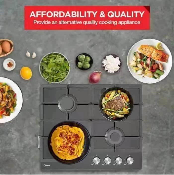 Gas Glass Cooktop 60cm Black 4