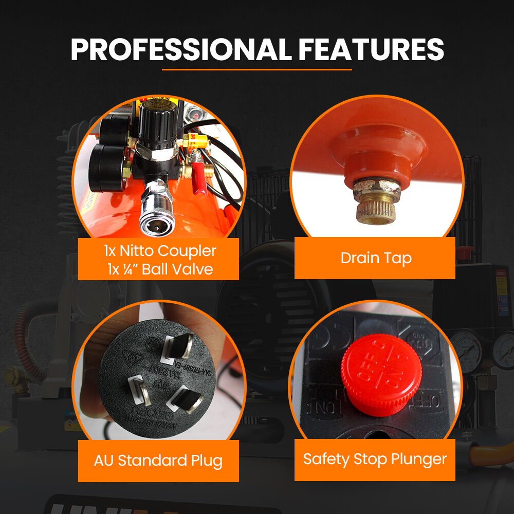 UNIMAC 24L 2.0HP Air Compressor, Direct Drive, 2 Couplers for Airtools Tyre Inflation, Portable, Electric 5