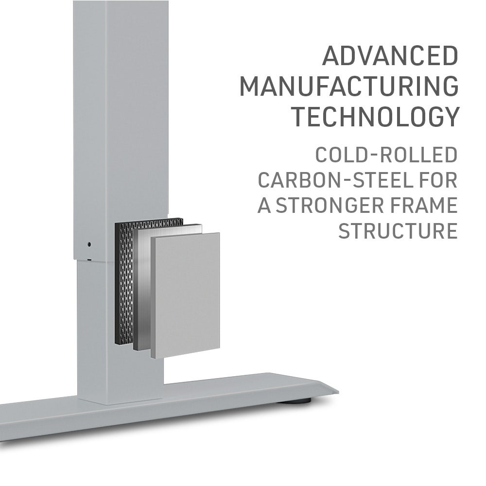 FORTIA Sit To Stand Up Standing Desk, 150x68cm, 72-118cm Electric Height Adjustable, Ergonomically Curved Edge, 50kg Rated, White Oak Style/Silver Frame 8