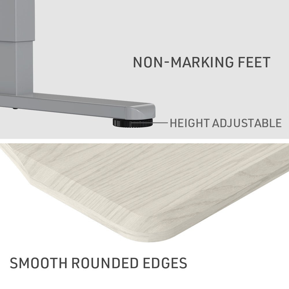 FORTIA Sit To Stand Up Standing Desk, 150x68cm, 72-118cm Electric Height Adjustable, Ergonomically Curved Edge, 50kg Rated, White Oak Style/Silver Frame 9