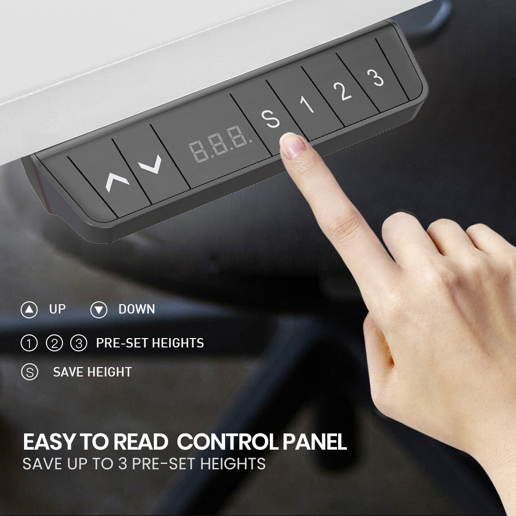 FORTIA 98W x 98W x 48D Dual-Motor 80kg Load Adjustable Electric Sit to Stand Up Corner Desk - White/White Frame 4