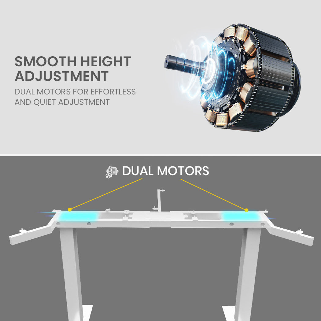 FORTIA 98W x 98W x 48D Dual-Motor 80kg Load Adjustable Electric Sit to Stand Up Corner Desk - White/White Frame 6