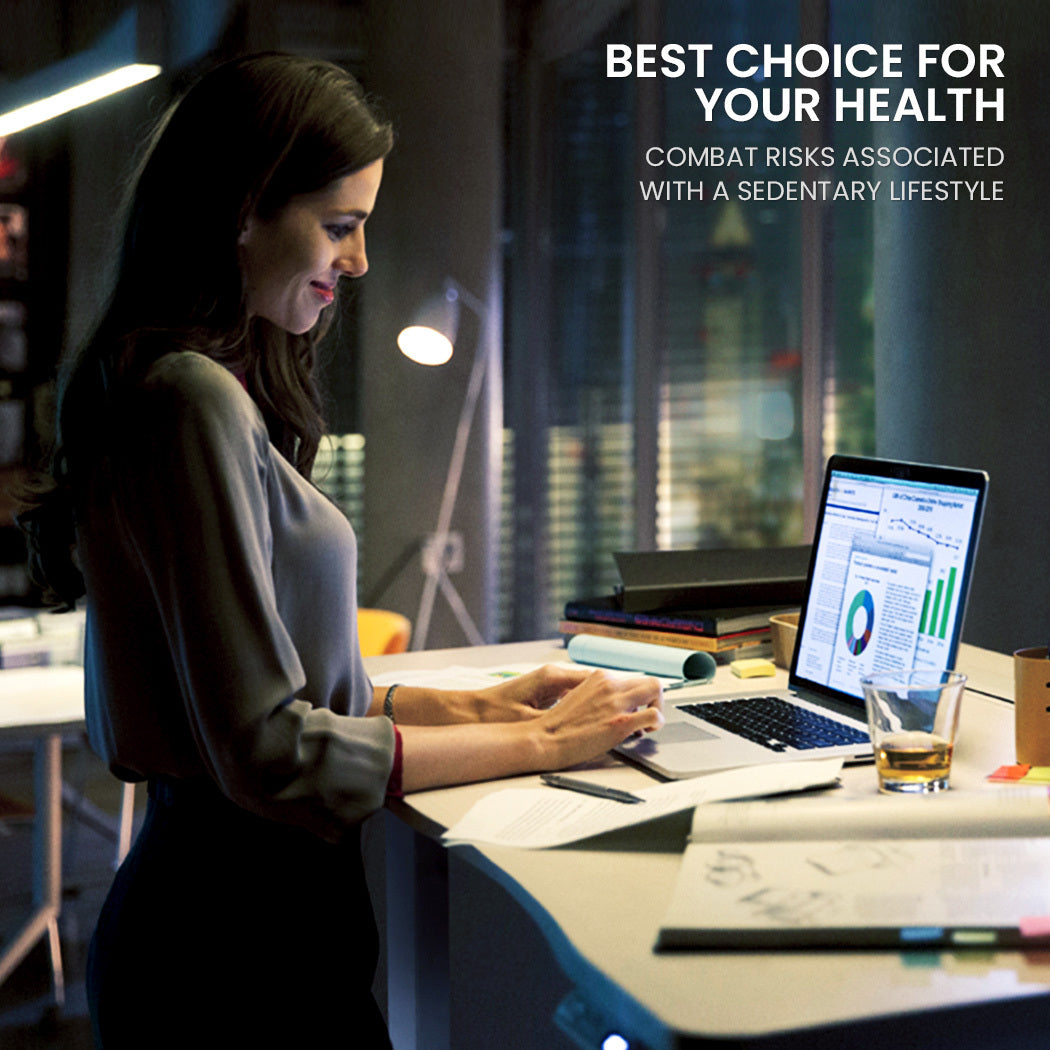 FORTIA 98W x 98W x 48D Dual-Motor 80kg Load Adjustable Electric Sit to Stand Up Corner Desk - White/White Frame 8