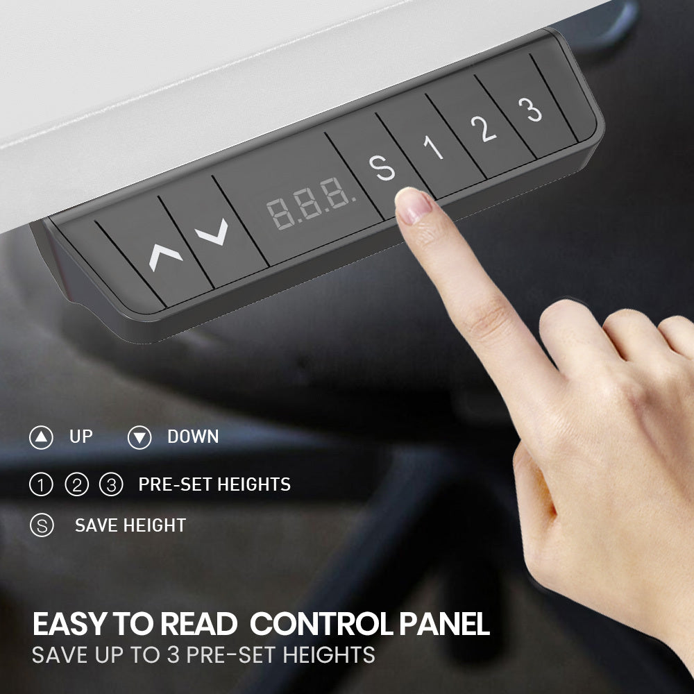 FORTIA 145W x 60D x 85D Dual-Motor 80kg Load Adjustable Sit-Stand Up L-Hand Sided Corner Desk - White/White Frame 4