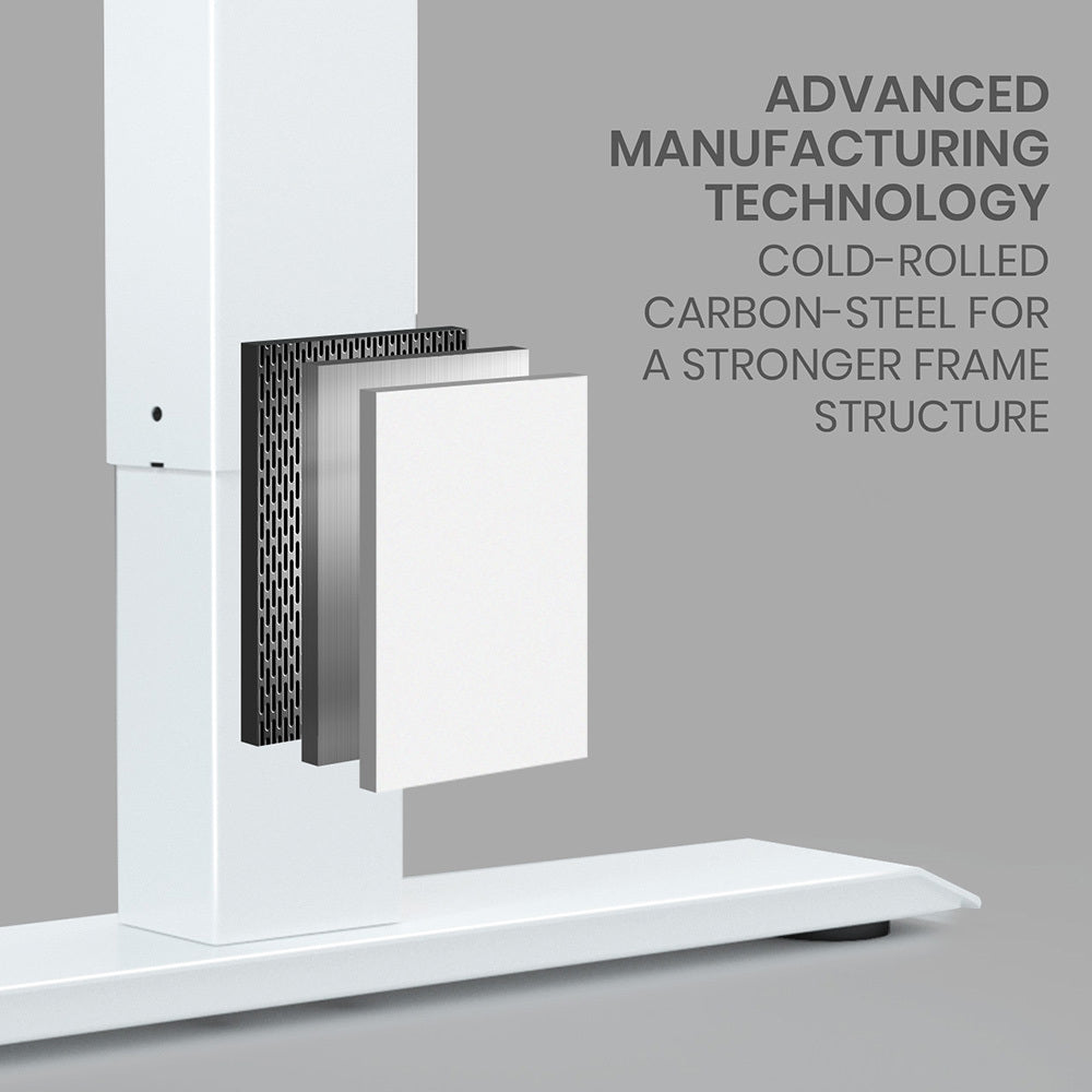 FORTIA 145W x 60D x 85D Dual-Motor 80kg Load Adjustable Sit-Stand Up L-Hand Sided Corner Desk - White/White Frame 10
