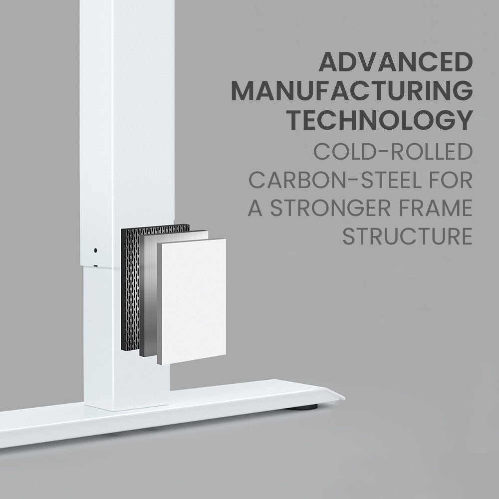 FORTIA 145W x 60D x 85D Dual-Motor 80kg Load Adjustable Sit-Stand Up R-Hand Sided Corner Desk - White/White Frame 10