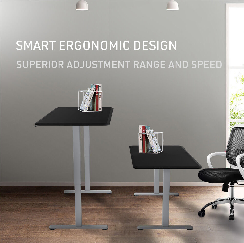 FORTIA Sit To Stand Up Standing Desk, 150x68cm, 72-118cm Electric Height Adjustable, 50kg Rated, Black/Silver Frame