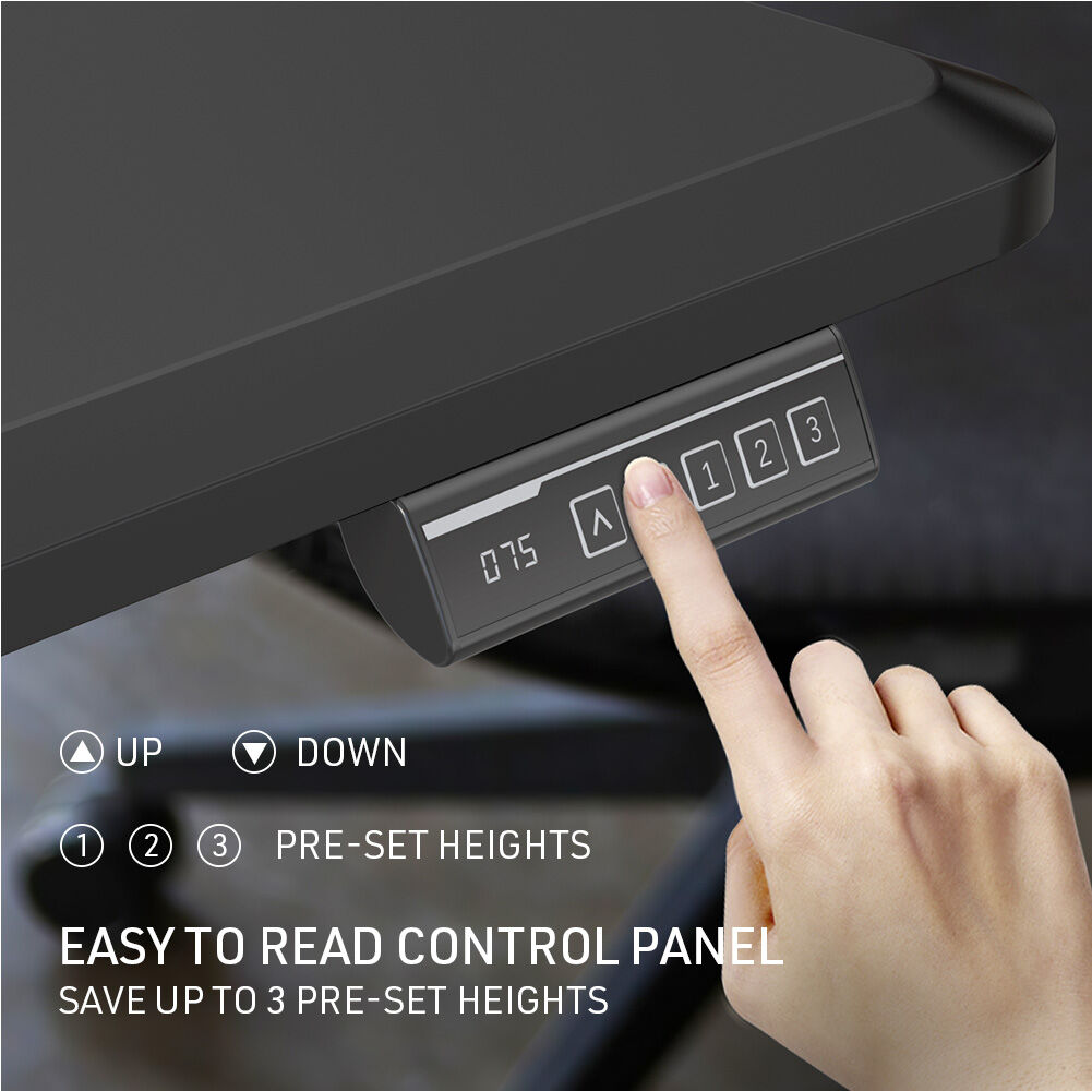 FORTIA Sit To Stand Up Standing Desk, 150x68cm, 72-118cm Electric Height Adjustable, 50kg Rated, Black/Silver Frame 6