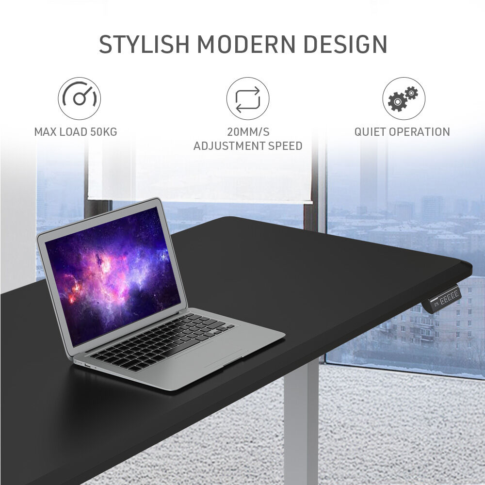FORTIA Sit To Stand Up Standing Desk, 150x68cm, 72-118cm Electric Height Adjustable, 50kg Rated, Black/Silver Frame 10