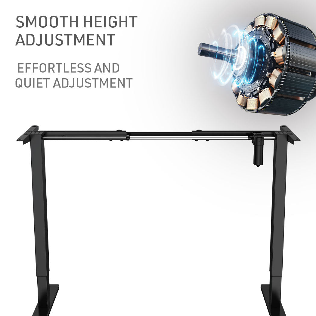 Fortia Sit To Stand Up Standing Desk, 120x60cm, 72-118cm Electric Height Adjustable, 70kg Rated, Walnut Style/Black Frame 4