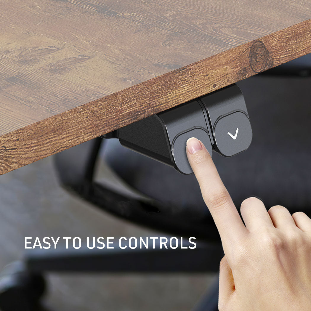 Fortia Sit To Stand Up Standing Desk, 120x60cm, 72-118cm Electric Height Adjustable, 70kg Rated, Walnut Style/Black Frame 7