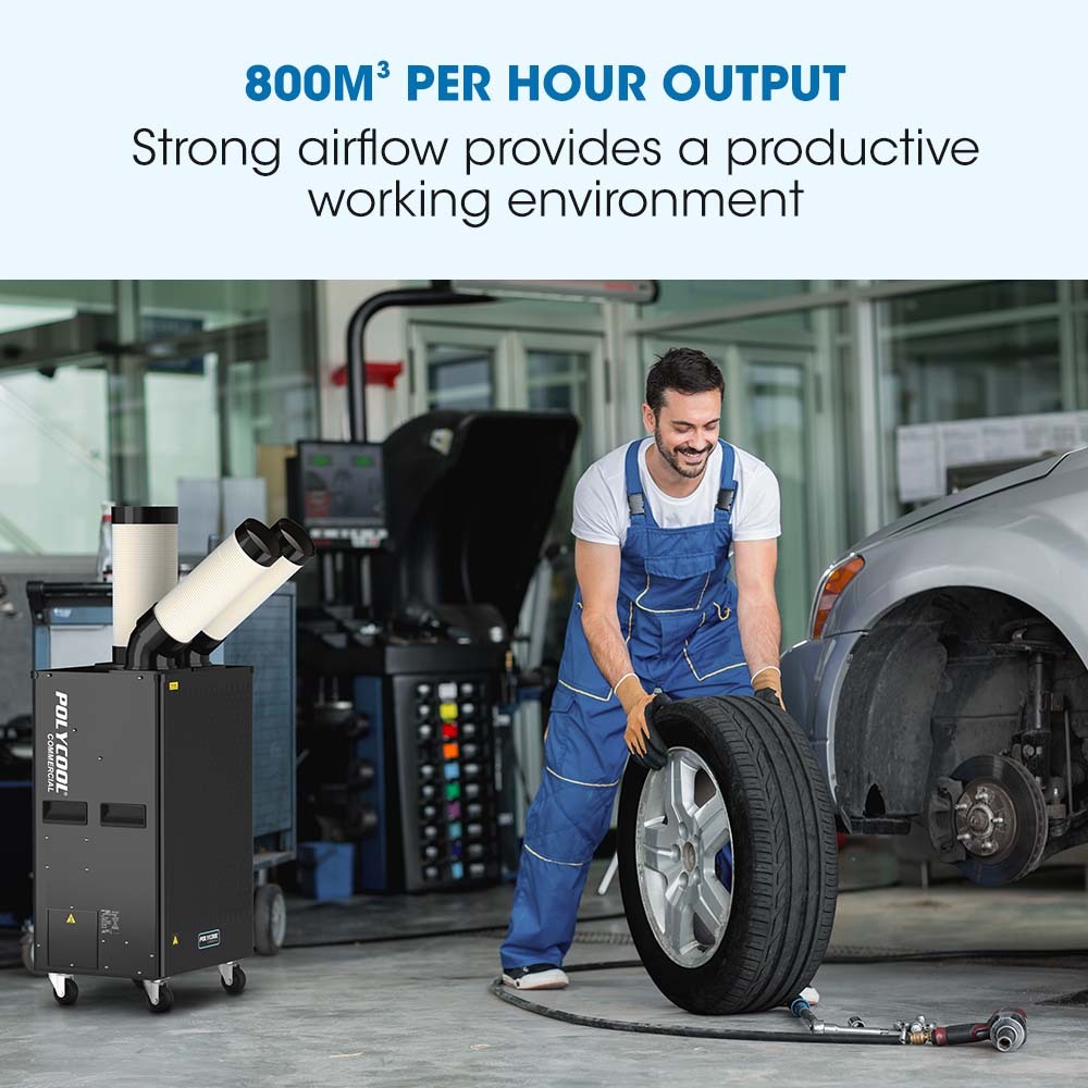 POLYCOOL 4.5kW Portable Industrial Spot Cooler, with Twin Cooling Ducts, 15A Plug 4