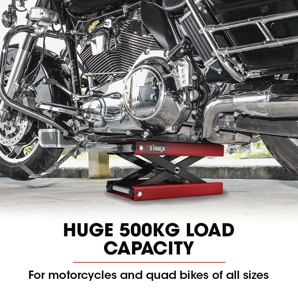T-REX 500kg Motorcycle Scissor Jack Lift Stand for Motorbike Quad Bike 4