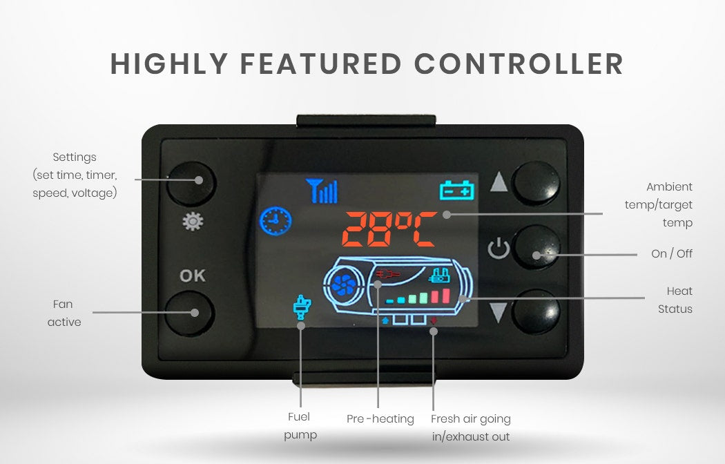 Thermomate Diesel Heater 12V 5kW Caravan Tank Remote Camper Trailer Van Air Motorhome Parking RV 10