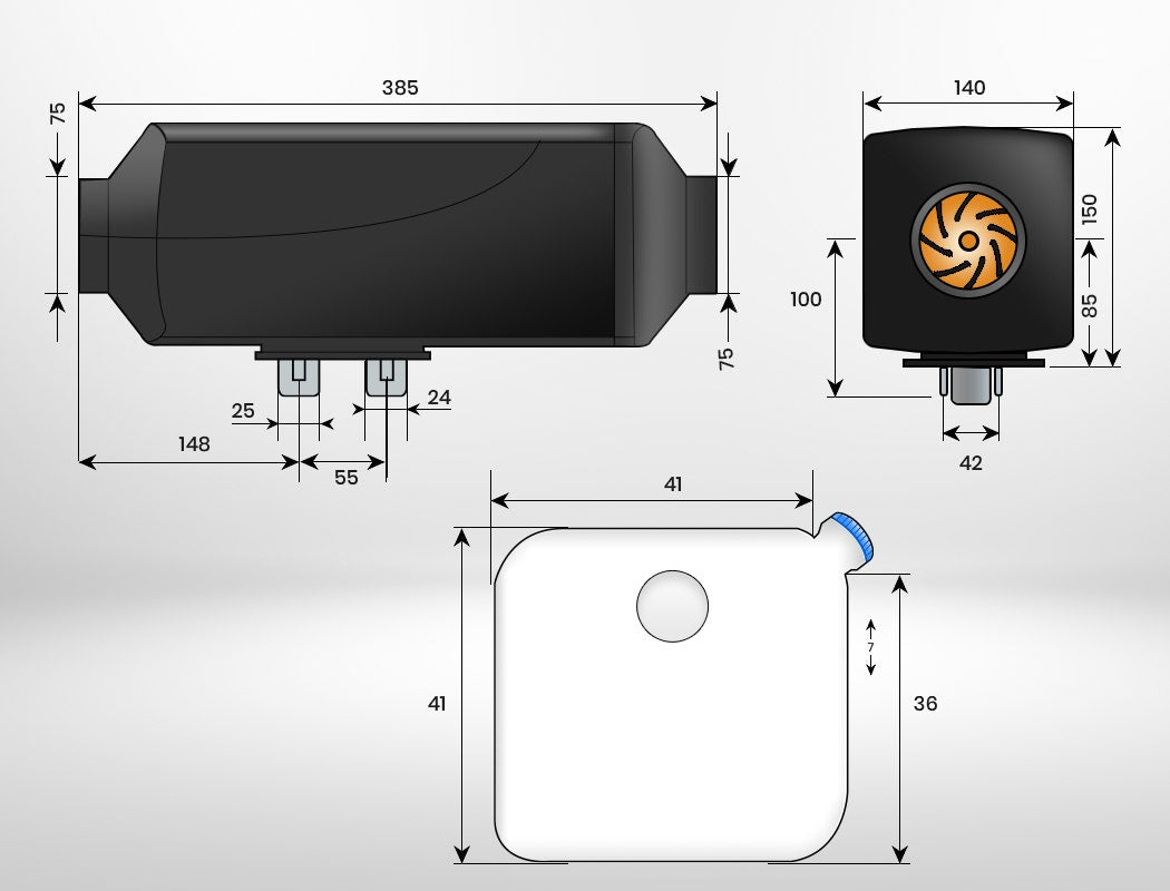 Thermomate Diesel Heater 12V 5kW Caravan Tank Remote Camper Trailer Van Air Motorhome Parking RV 15