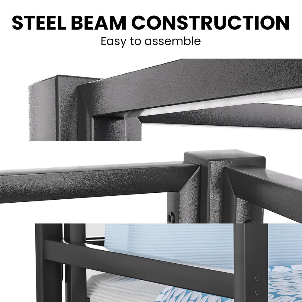 KINGSTON SLUMBER Single Loft Bed And Double Underbed, Multifunctional, Space Saving with Fixed Ladder, Matte Dark Grey 3