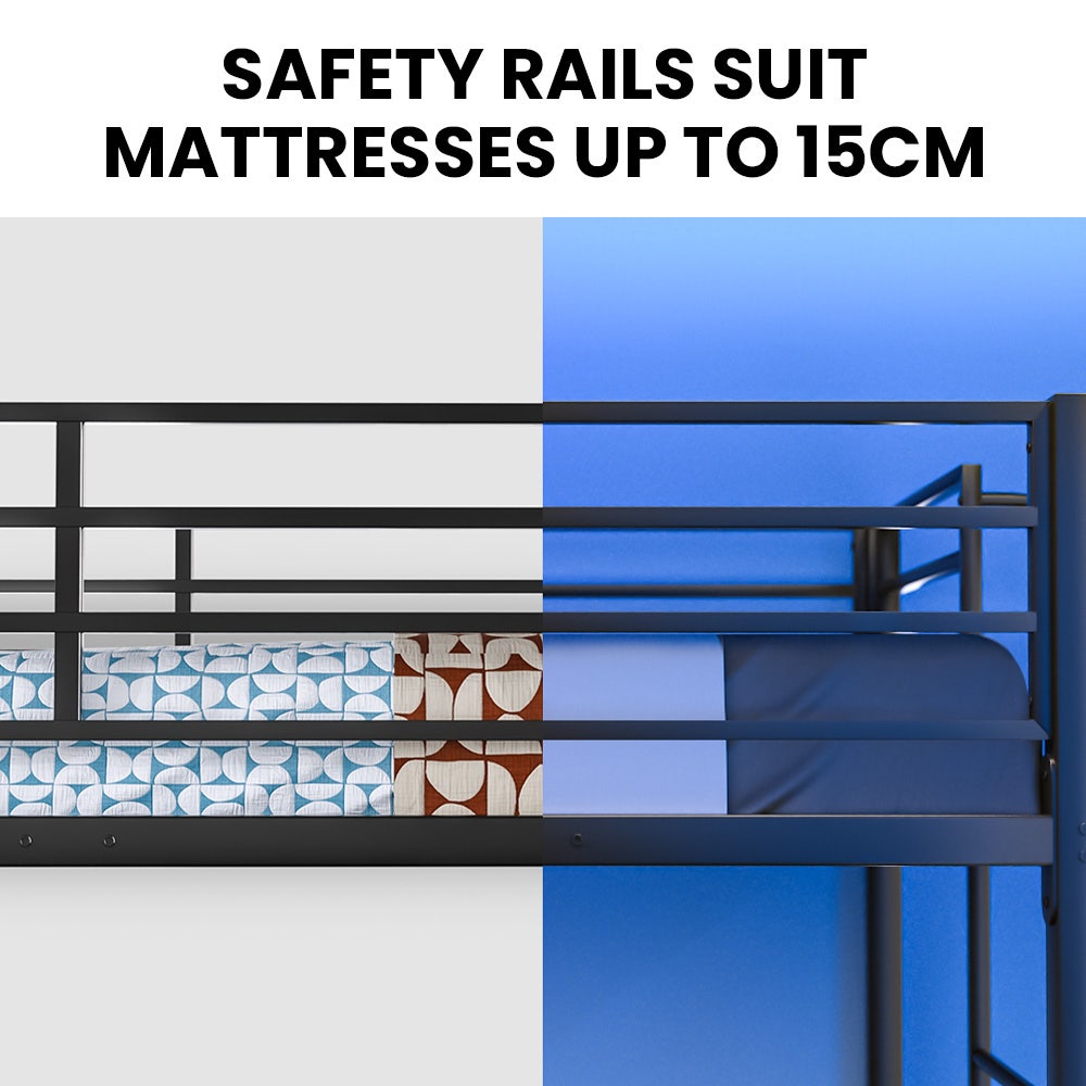 KINGSTON SLUMBER Single Loft Bed And Double Underbed, Multifunctional, Space Saving with Fixed Ladder, Matte Dark Grey 5