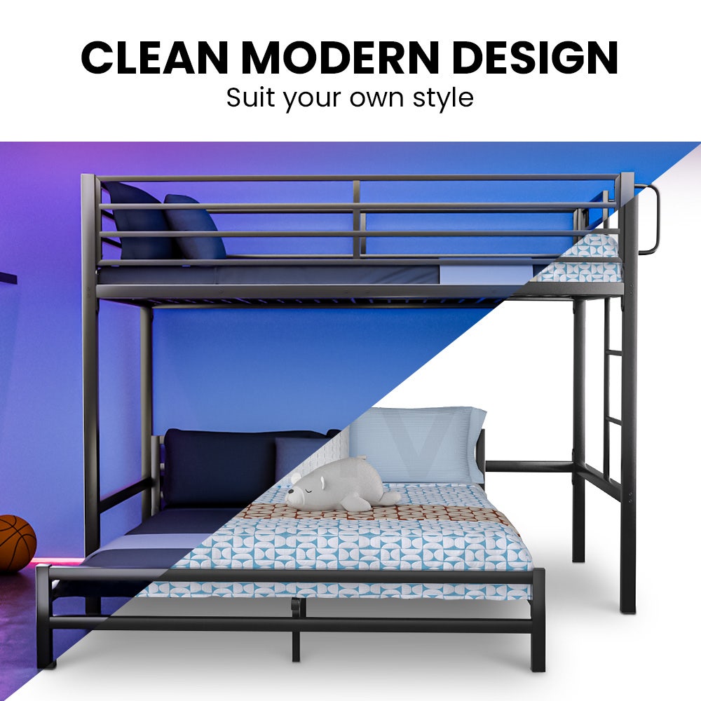KINGSTON SLUMBER Single Loft Bed And Double Underbed, Multifunctional, Space Saving with Fixed Ladder, Matte Dark Grey 6