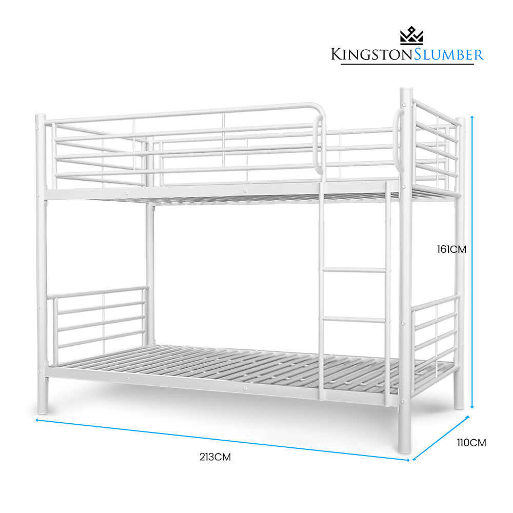 KINGSTON SLUMBER 2in1 King Single Metal Bunk Bed Frame, with Modular Design, Matte White 9