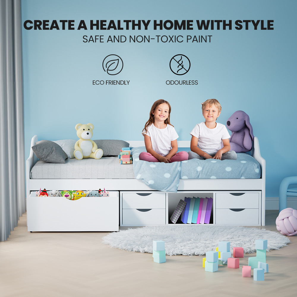 Kingston Slumber Wooden Single Sofa Bed Frame with Storage Drawers - White 6