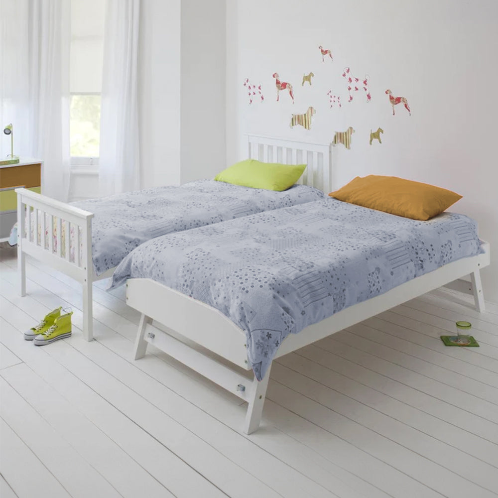 KINGSTON SLUMBER Wooden Single Bed Frame w/ Pop Up Trundle, for Kids Bedroom, White 3