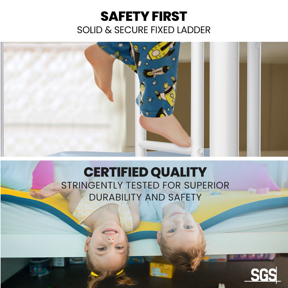 KINGSTON SLUMBER Single over Double Metal Bunk Bed Frame, Matte White 6