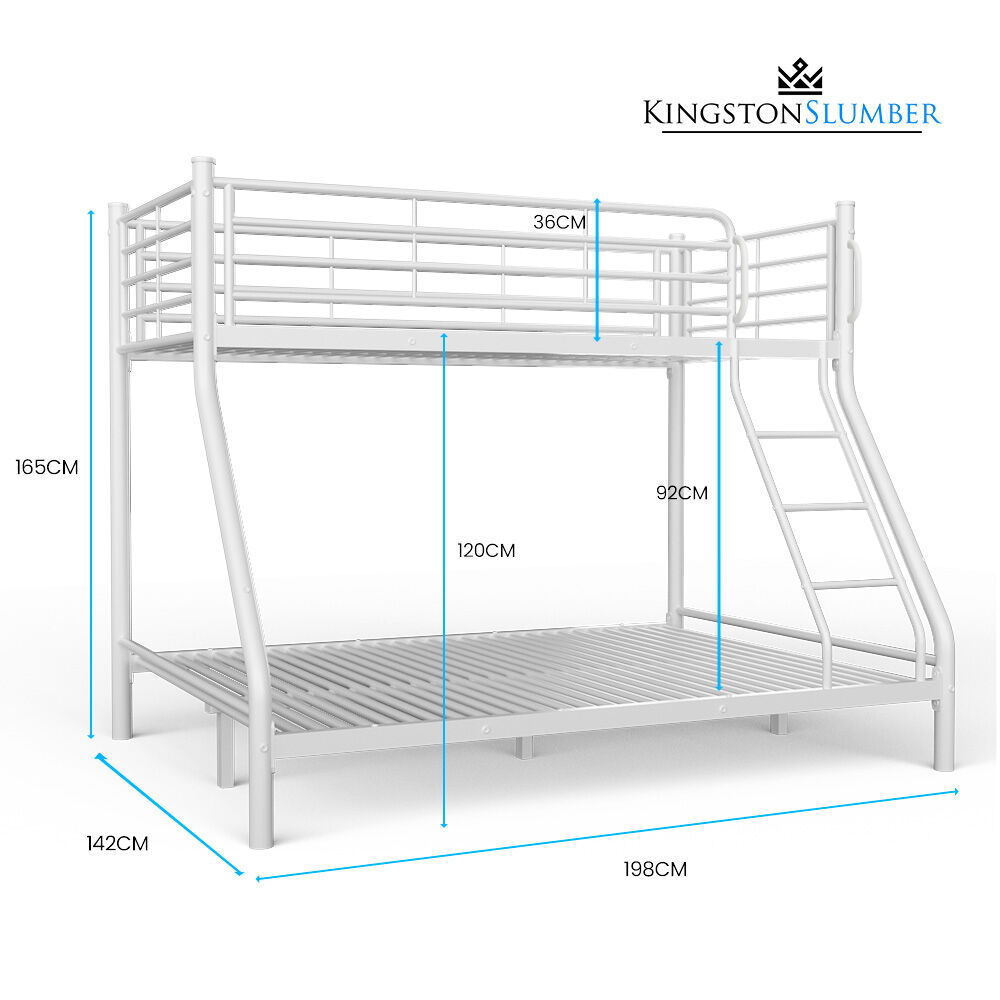 KINGSTON SLUMBER Single over Double Metal Bunk Bed Frame, Matte White 8