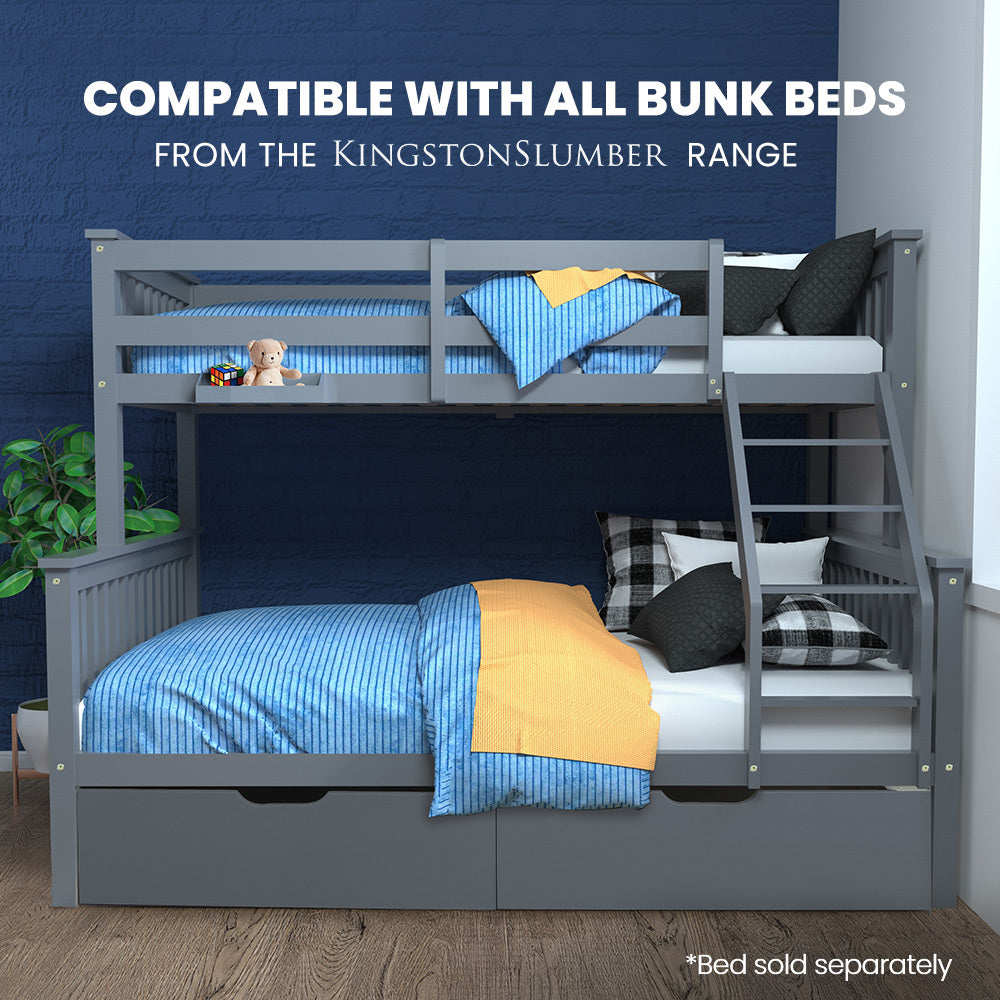 Kingston Slumber Trundle Storage Under Bunk Bed Drawers, 2 Pieces, Grey 5