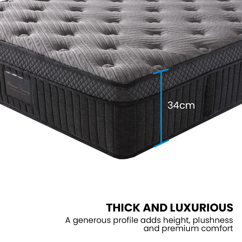 KINGSTON SLUMBER Premium Luxury 34cm Double Mattress, Medium-Firm, Natural Latex Layer, Euro Top, 7-Zone Pocket Spring 6