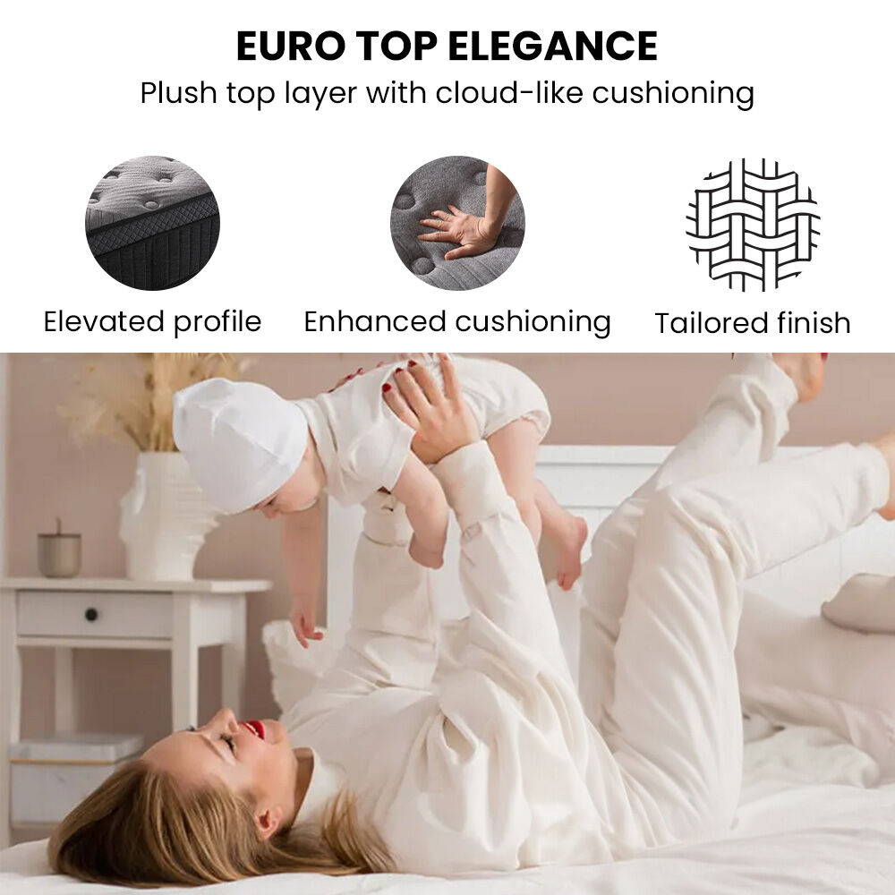 KINGSTON SLUMBER Premium Luxury 34cm Queen Mattress, Medium-Firm, Natural Latex Layer, Euro Top, 7-Zone Pocket Spring 7