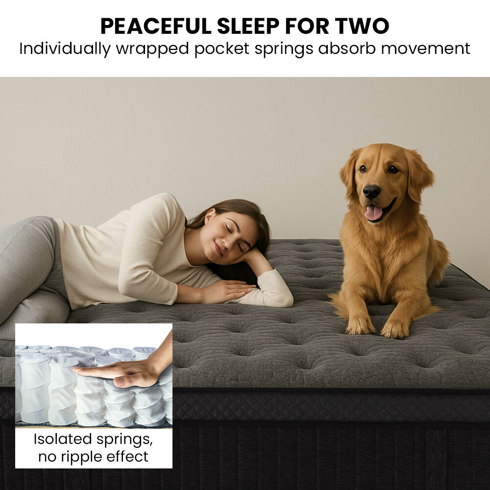 KINGSTON SLUMBER Premium Luxury 34cm Queen Mattress, Medium-Firm, Natural Latex Layer, Euro Top, 7-Zone Pocket Spring 8