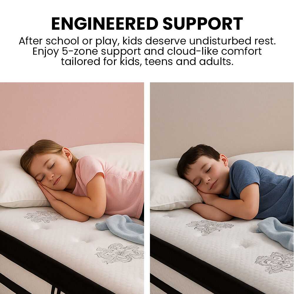 KINGSTON SLUMBER Luxury 34cm Single Mattress, Medium Firm, Euro Top, 5-Zone Pocket Spring Foam 6