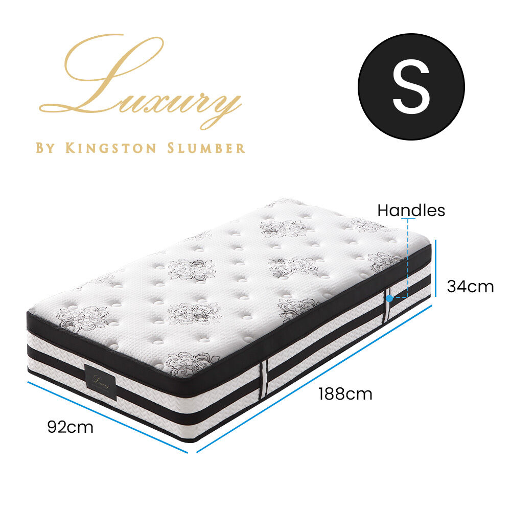KINGSTON SLUMBER Luxury 34cm Single Mattress, Medium Firm, Euro Top, 5-Zone Pocket Spring Foam 13