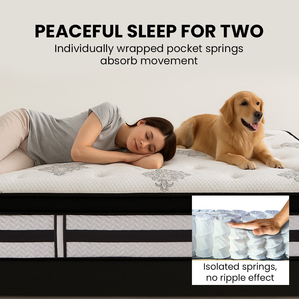 KINGSTON SLUMBER Luxury 34cm King Single Mattress, Medium Firm, Euro Top, 5-Zone Pocket Spring Foam 9