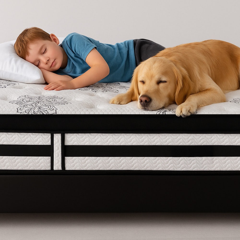 KINGSTON SLUMBER Luxury 34cm King Single Mattress, Medium Firm, Euro Top, 5-Zone Pocket Spring Foam 12