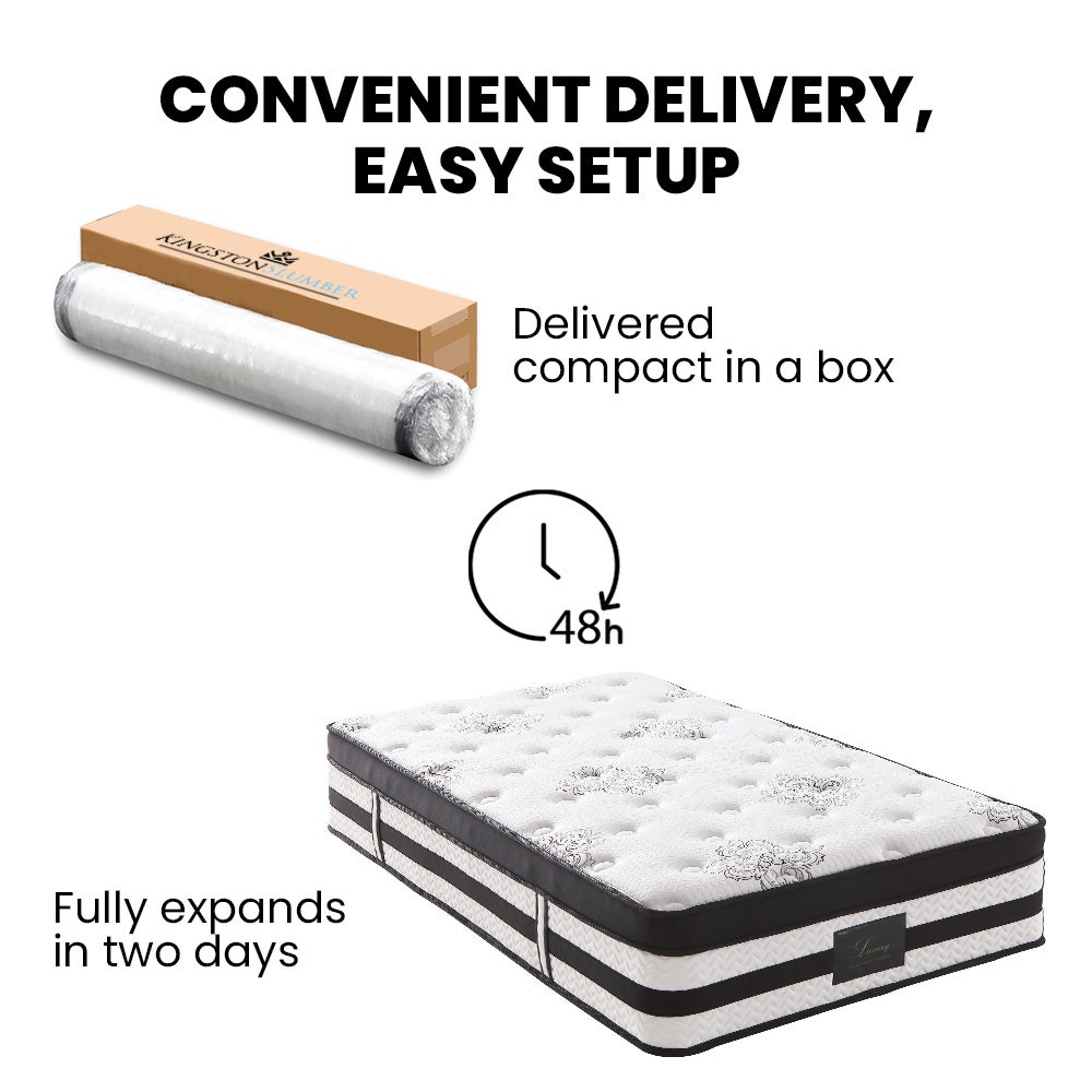 KINGSTON SLUMBER Luxury 34cm King Single Mattress, Medium Firm, Euro Top, 5-Zone Pocket Spring Foam 13