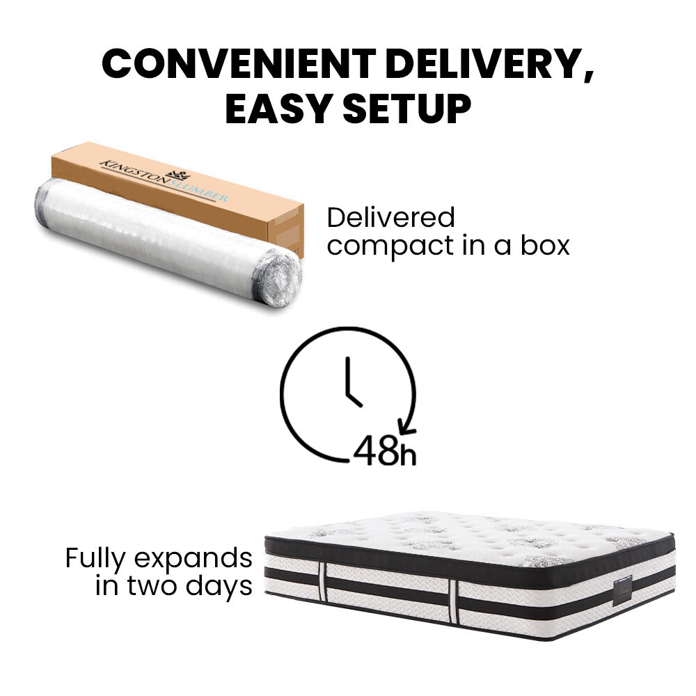 KINGSTON SLUMBER Luxury 34cm Double Mattress, Medium Firm, Euro Top, 5-Zone Pocket Spring Foam 9