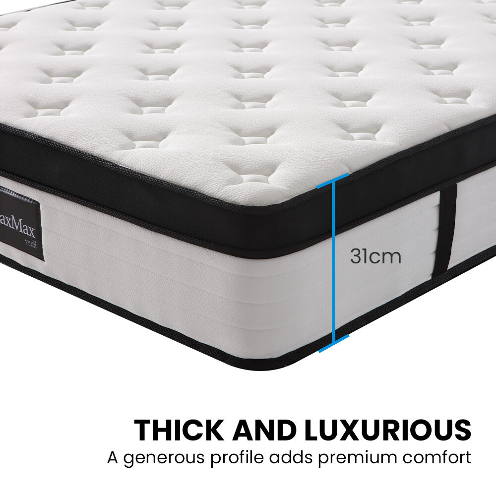 KINGSTON SLUMBER RelaxMax 31cm Double Mattress, Medium, Euro Top, 5-Zone, Pocket Spring, Knitted Fabric 6