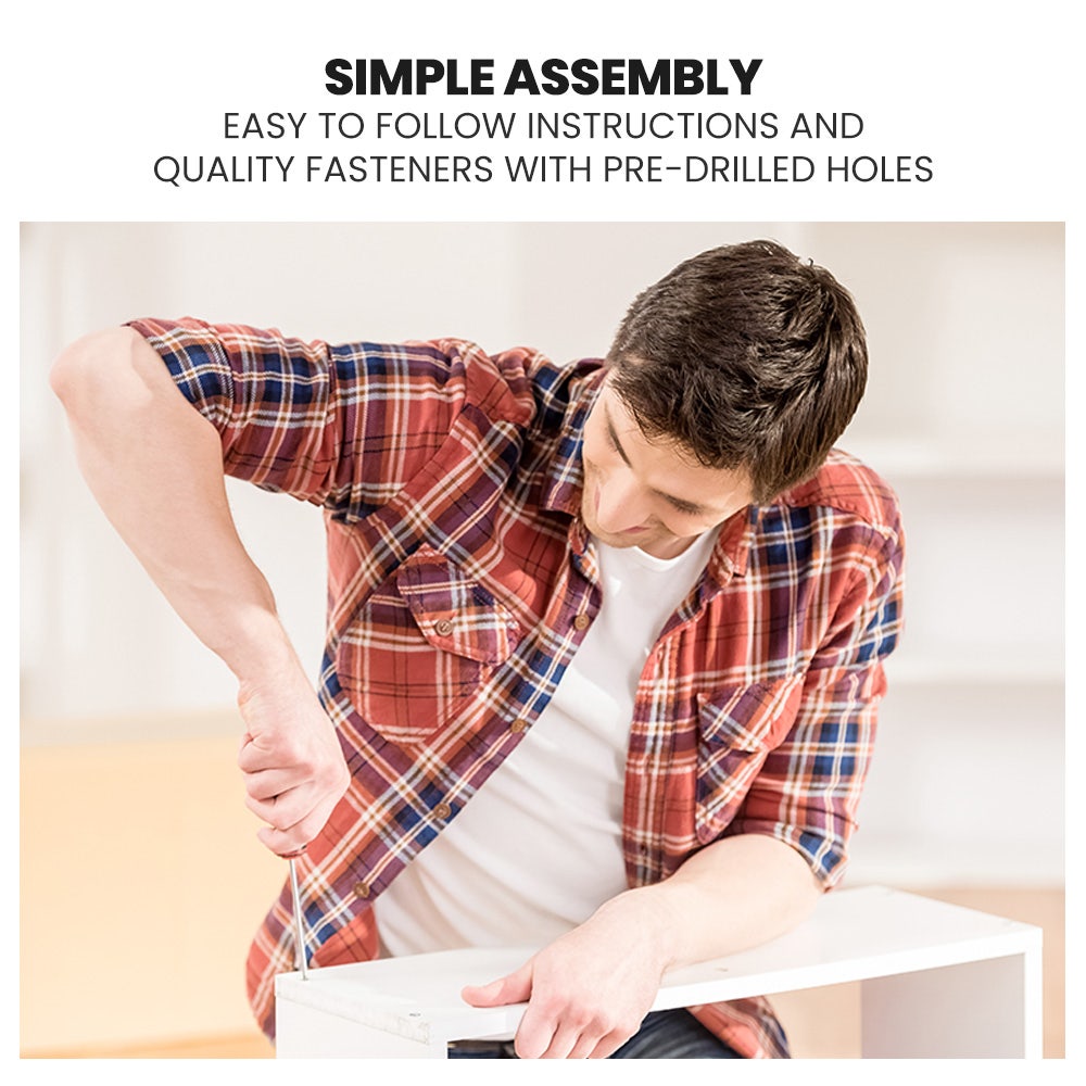 KINGSTON SLUMBER Wooden Kids Single Loft Bed Frame with Pull Out Desk, Storage Drawers, Cabinet - White 10