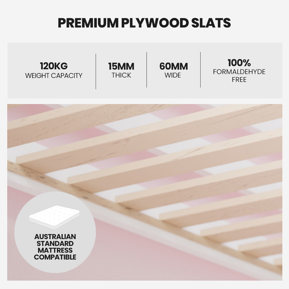 KINGSTON SLUMBER Wooden Kids Single Loft Bed Frame with Pull Out Desk, Storage Drawers, Cabinet - White 6