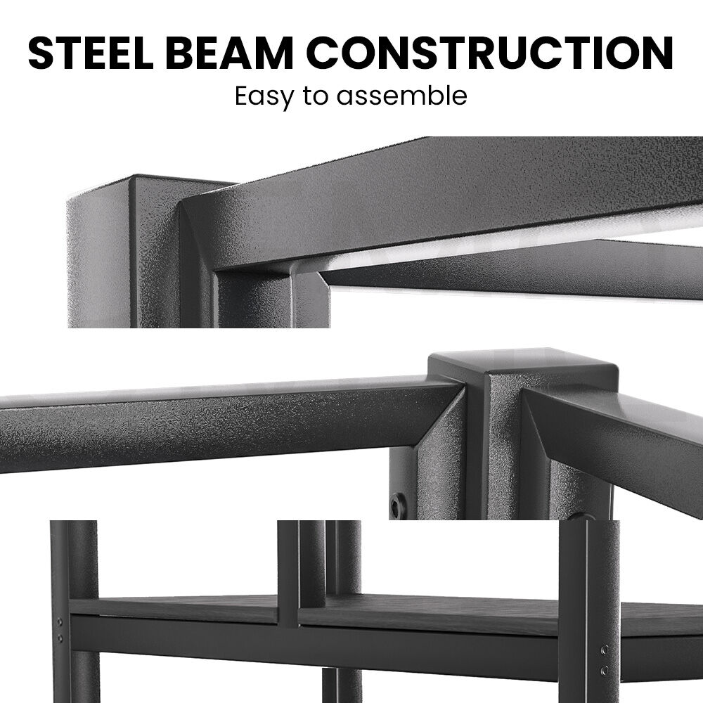 Gaming Loft Bed with Desk, Steel Metal Frame, Space Saving Design, for Single Mattress, Matte Dark Grey 4