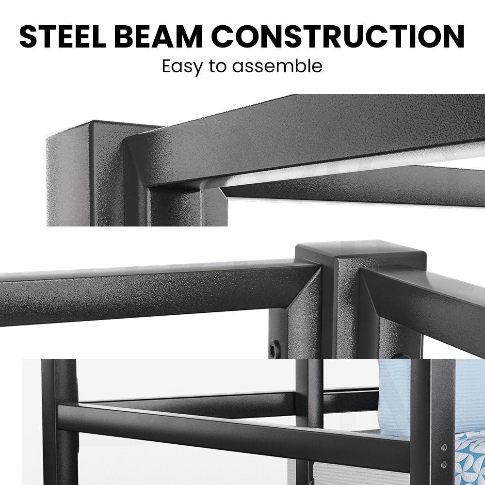 KINGSTON SLUMBER Single Loft Bed And Single Underbed, Multifunctional, Space Saving with Fixed Ladder, Matte Dark Grey 3