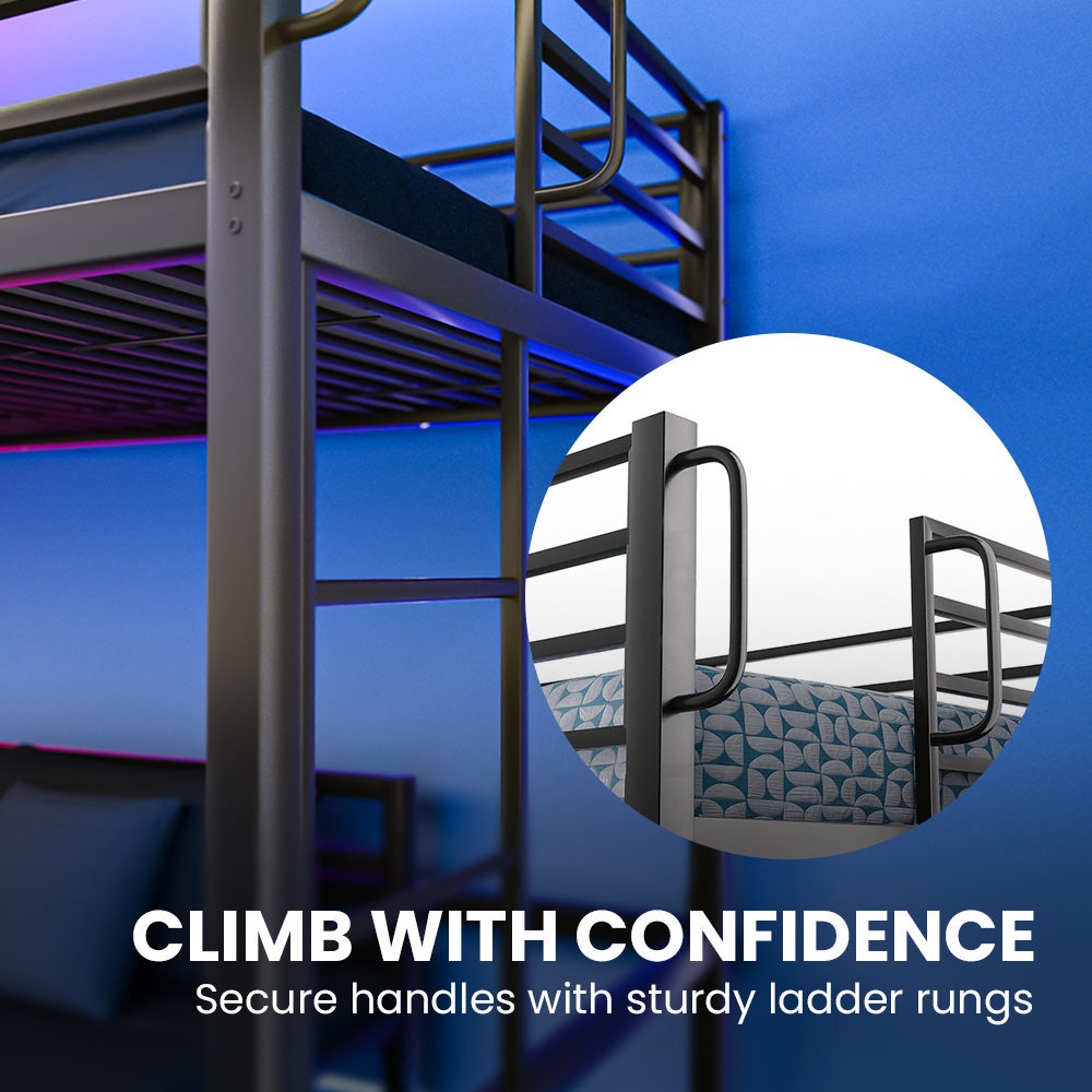 KINGSTON SLUMBER Single Loft Bed And Single Underbed, Multifunctional, Space Saving with Fixed Ladder, Matte Dark Grey 4