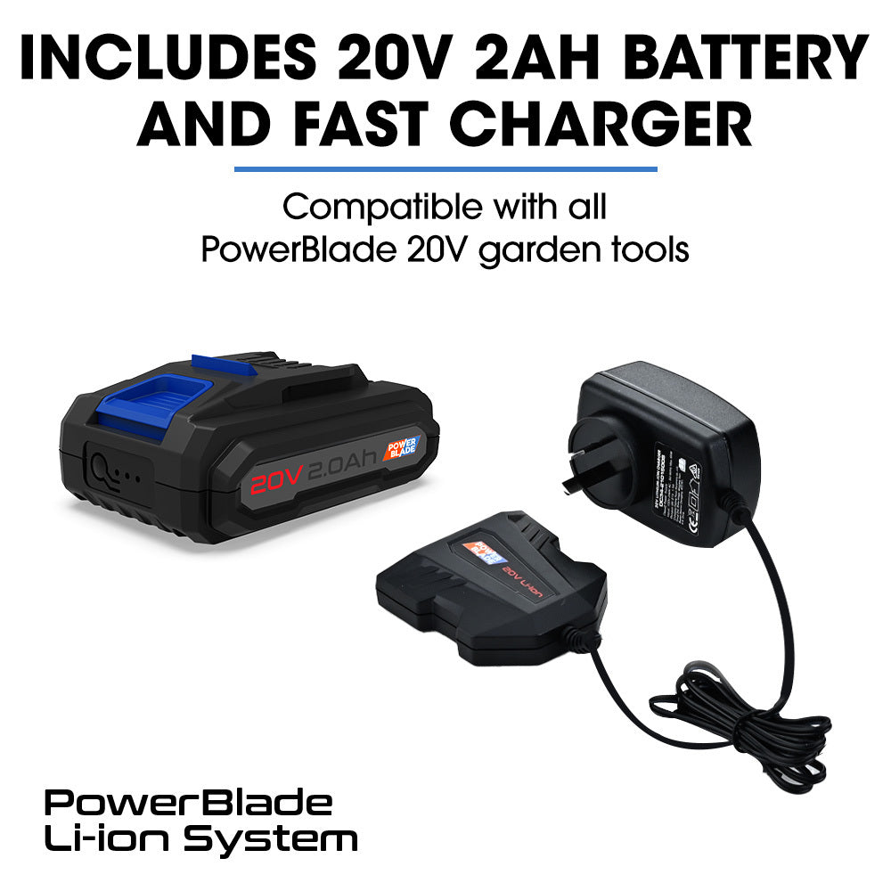 POWERBLADE BW4 20V Cordless Electric Leaf Blower Kit, with Battery and Fast Charger 9
