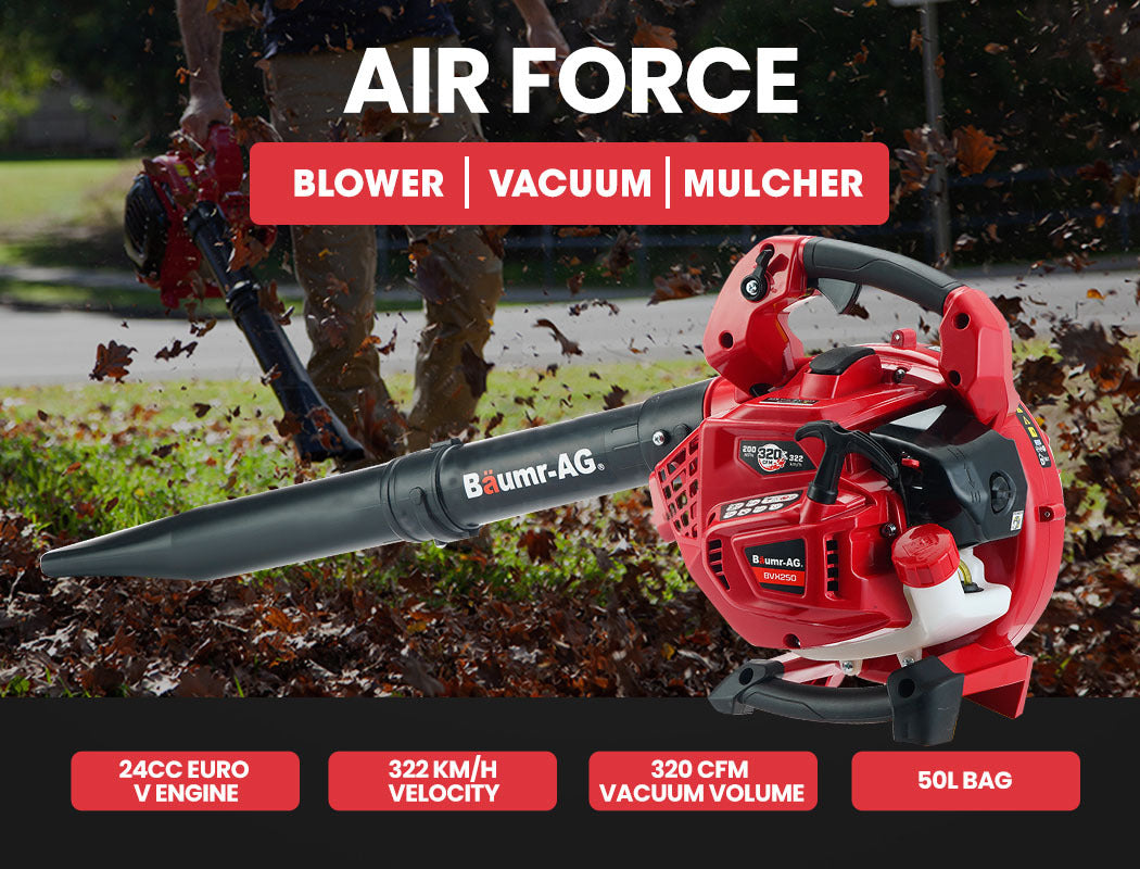 BAUMR-AG Cordless Leaf Blower Vacuum Petrol Hand Garden Lawn Held Vac 2-Stroke 3