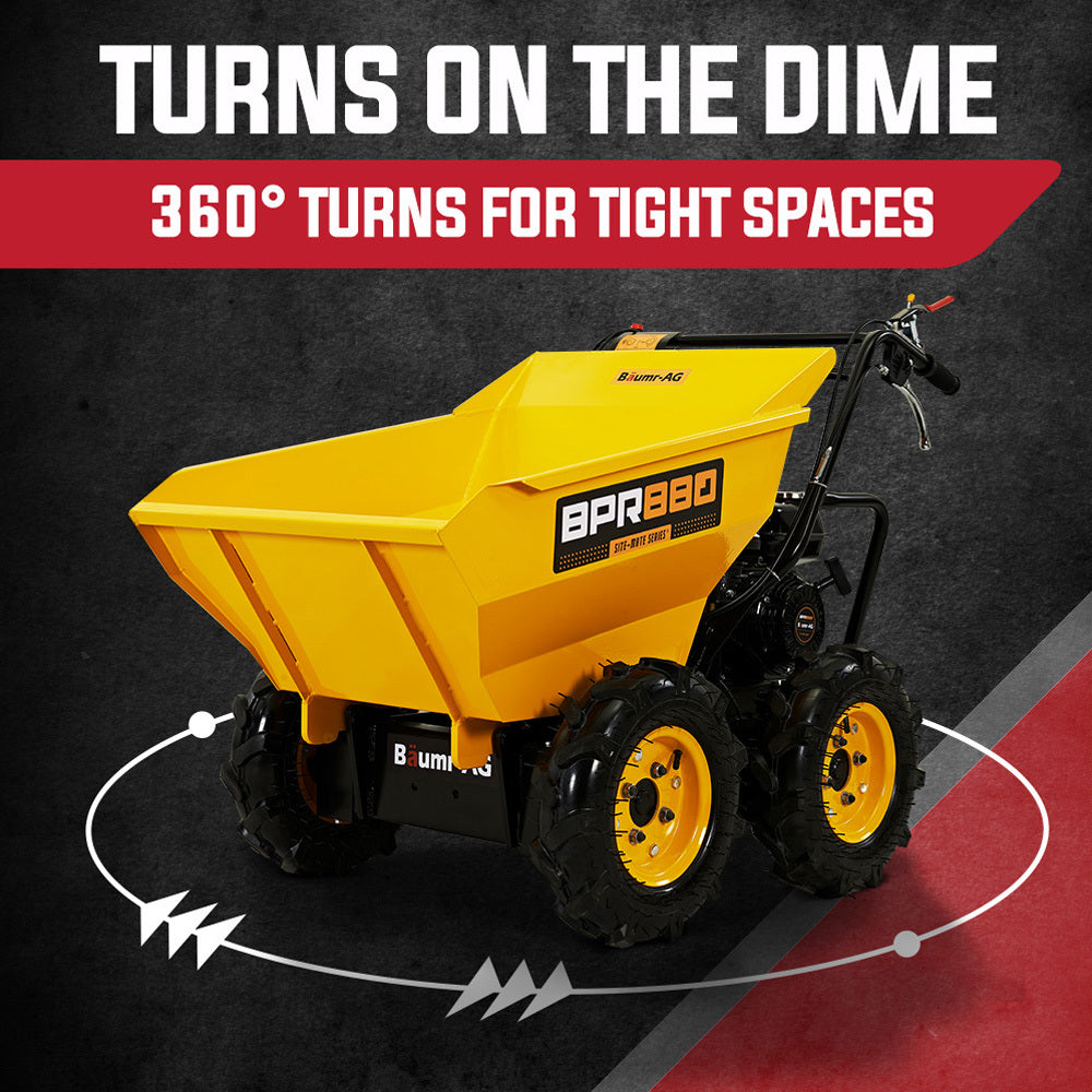 Baumr-AG Power Wheelbarrow Motorized Mini Petrol Powered Wheel Barrow Self Dump 4