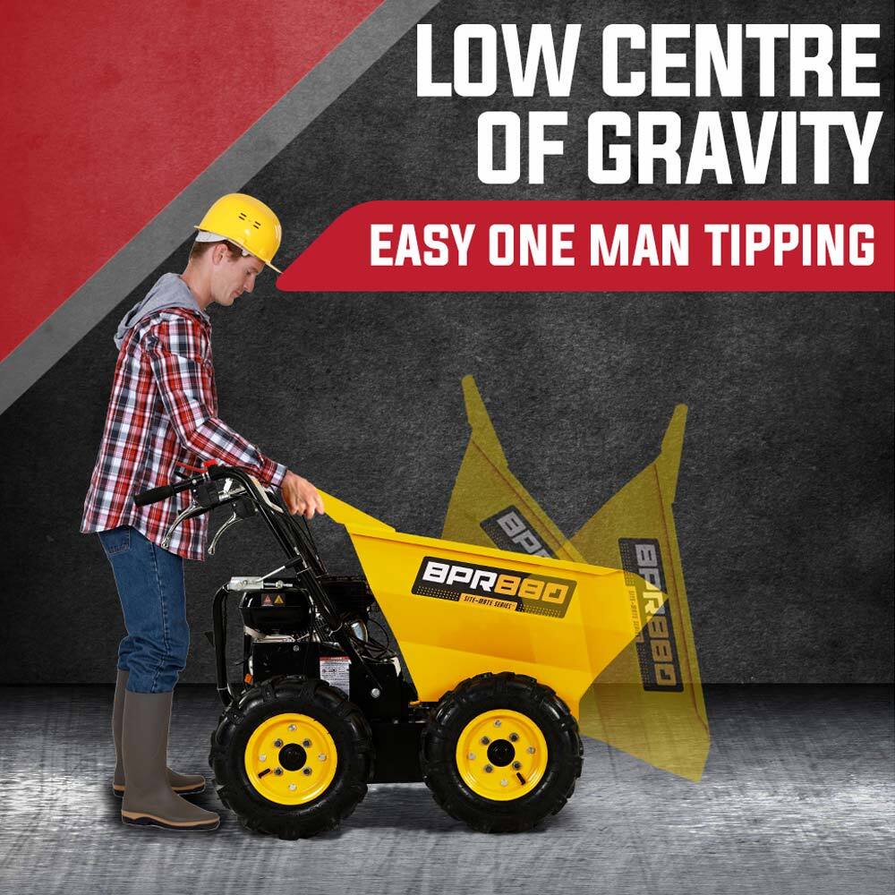 Baumr-AG Power Wheelbarrow Motorized Mini Petrol Powered Wheel Barrow Self Dump 7