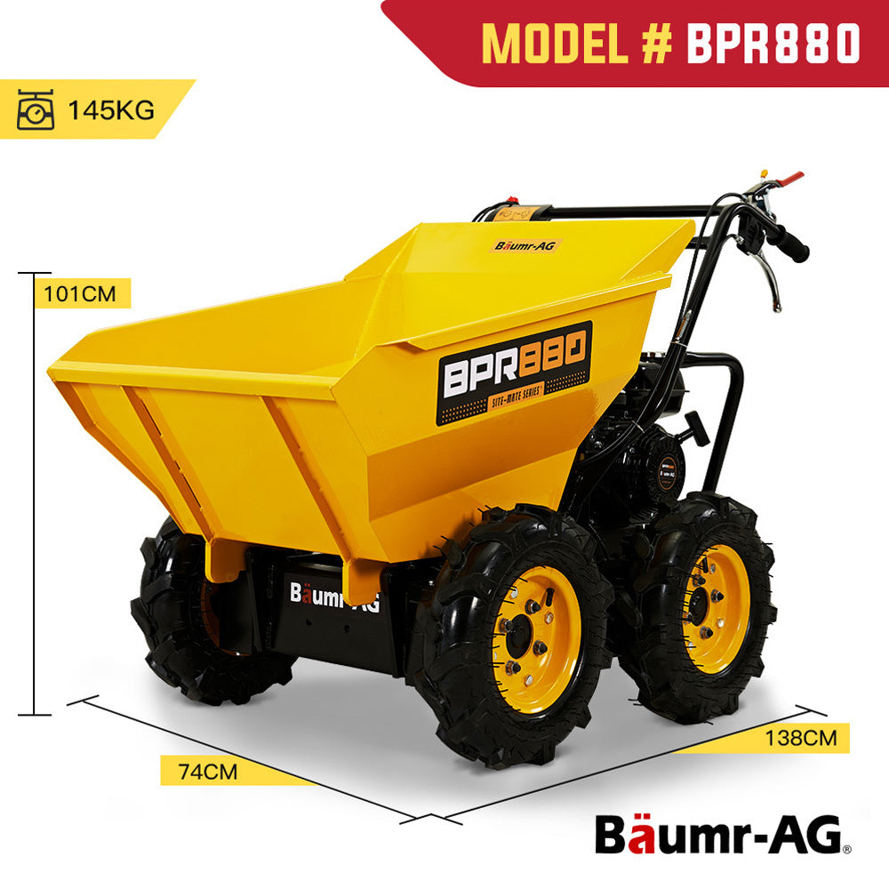 Baumr-AG Power Wheelbarrow Motorized Mini Petrol Powered Wheel Barrow Self Dump 9