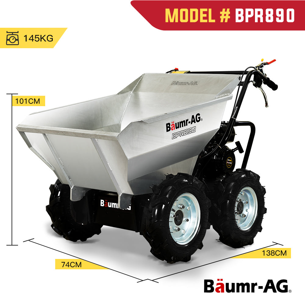 BAUMR-AG Mini Dumper Power Wheel Barrow Tracked Motorised Petrol Powered Wheelbarrow 4